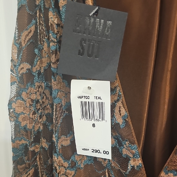 Anna Sui Brown and Blue Pleated Sundress - Picture 4 of 8